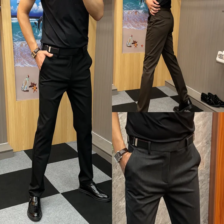 K-6125黑色修身秋冬休闲裤直筒正装裤长裤商务休闲时尚百搭高品质