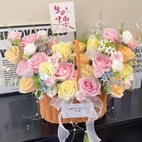 手提花篮花束鲜花店同城送花上门免费配送小时达直播团购生日礼物