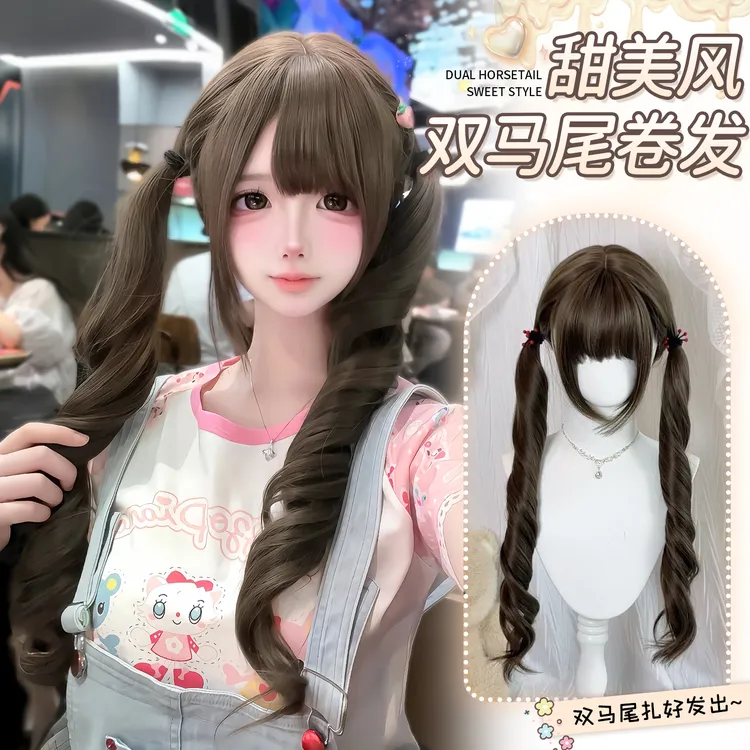 【绷带兔】萝咩咩假发女扎好自然罗马卷双马尾可爱Lolita日常全头套