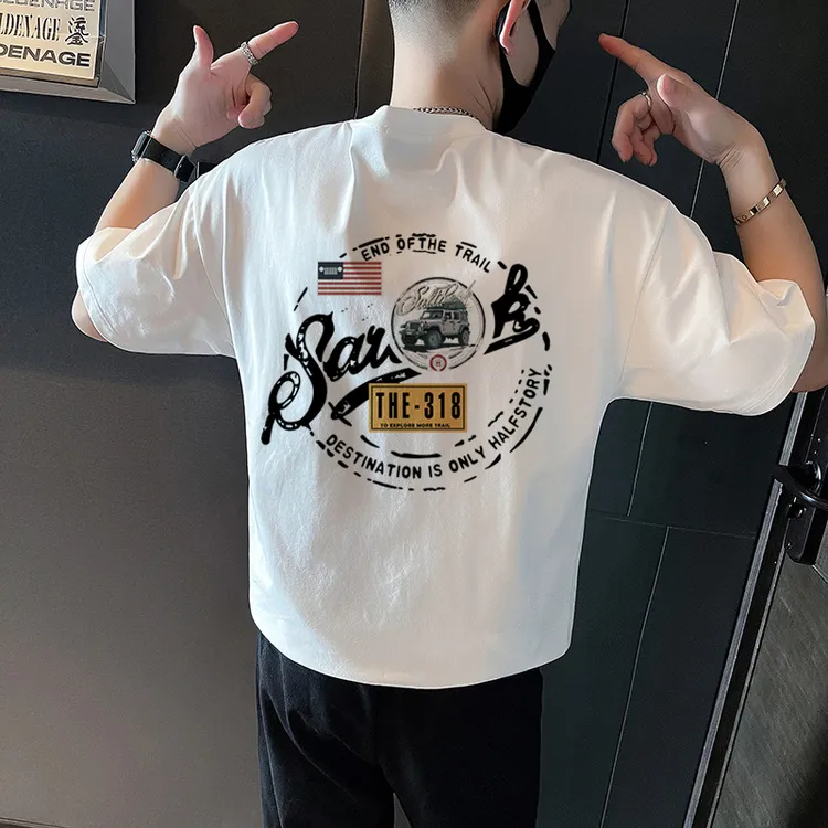 网红款短袖t恤男士夏季2025新款爆款圆领半袖男装潮牌体恤上衣服