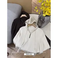 “”拉链帽衫“”女秋冬休闲简约针织衫百搭套头衫打底