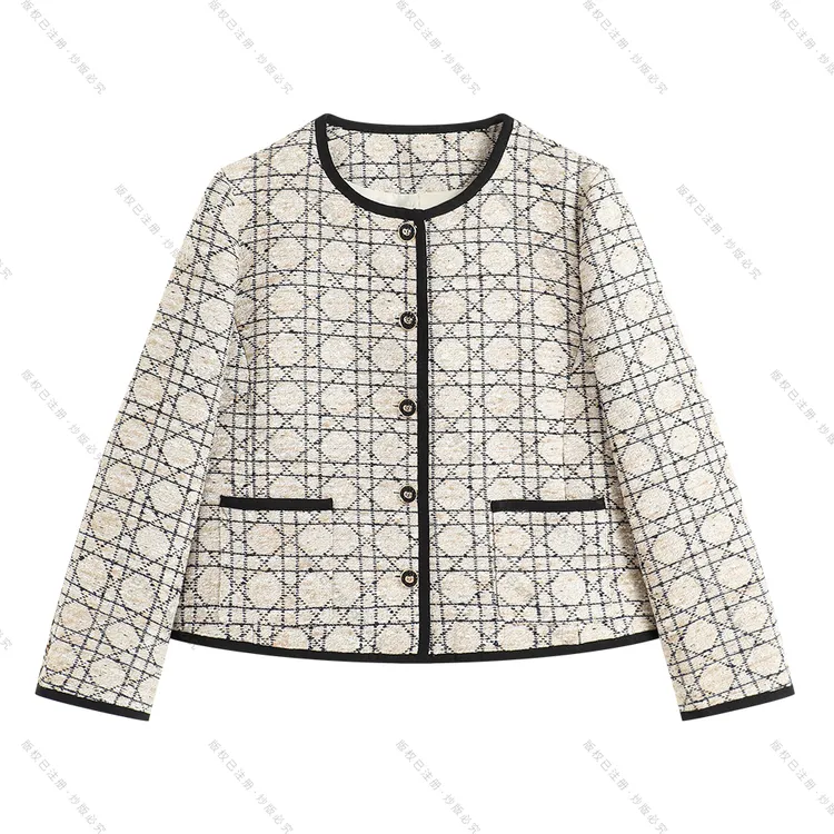 【南油虹姐】秋冬长袖名媛小香风短外套金纱小香风外套毛呢粗花呢