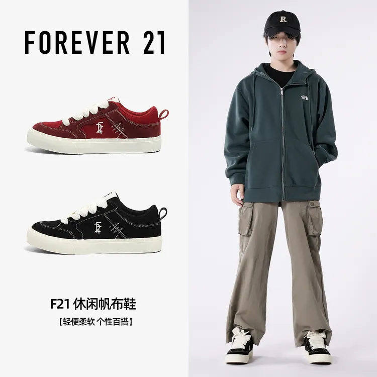 F21休闲情侣秋季帆布鞋厚底帆布男鞋鞋子百搭流浪丹宁风小众潮鞋