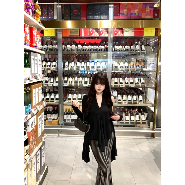 气质显瘦氛围美神纯欲挂脖吊带开衫上衣+高腰包臀鱼尾半裙三件套