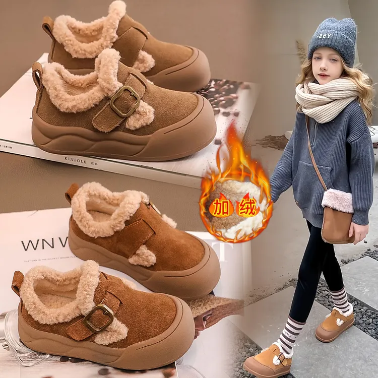 女童棉鞋男童儿童勃肯鞋2025秋冬季新款加绒女孩软底百搭小皮鞋