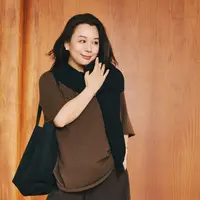 Ms.Qnn“松间漫步”精纺羊毛羊绒圆领宽松短袖针织上衣 5057T Q姐