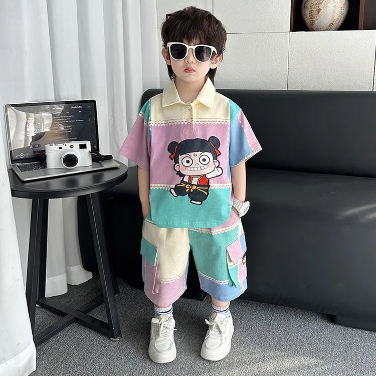 哪吒服装男童短袖套装夏季2025新款洋气男宝运动服儿童夏装潮衣服