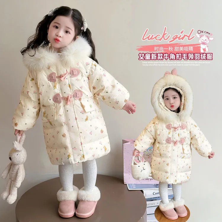 新款冬季款冬季女童羽绒服甜美可爱加厚保暖外套儿童冬装时尚洋气