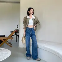 2025秋季新款高端阔腿牛仔裤女窄版直筒气质显高显瘦百搭拖地长裤