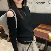 【罗罗严选】9712秋季漏肩设计感针织衫