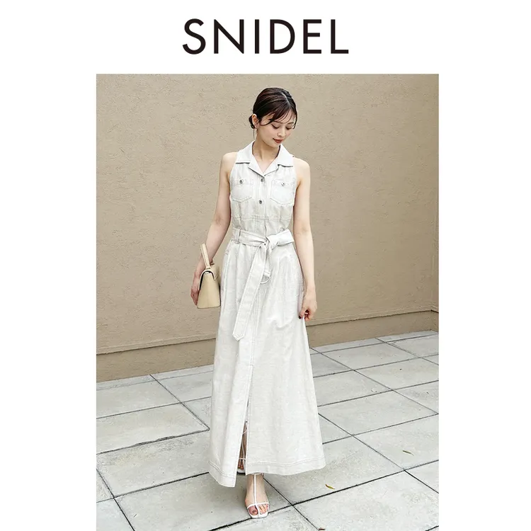SNIDEL2025春夏新品日系翻领气质无袖衬衫连衣裙SWFO254023