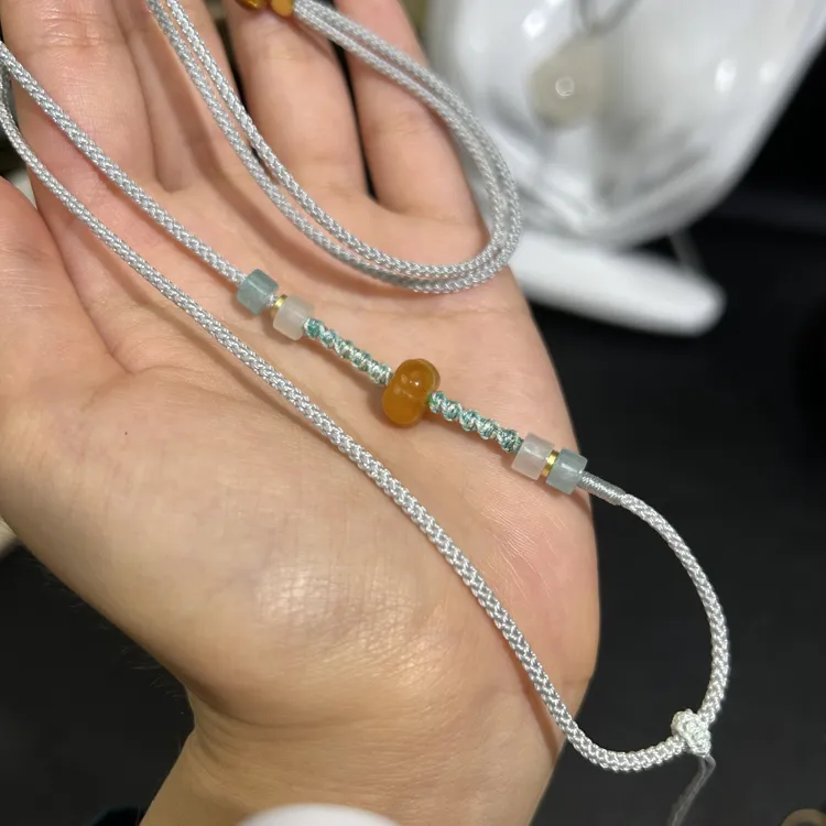 单边不对称设计款挂坠绳子精致百搭款可调节绳挂绳编织