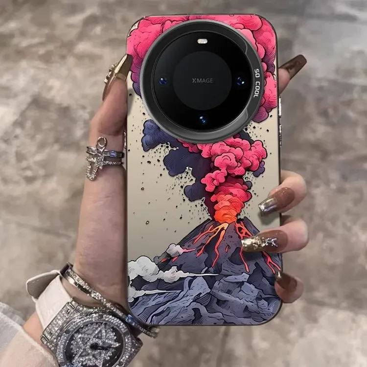 绘画火山适用华为mate70Pro手机壳新款mate60rs创意P70防摔保护套