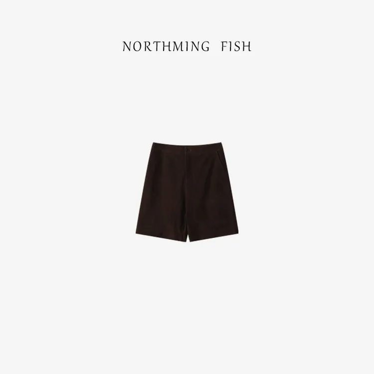 NorthMing fish「硬控」软糯透气 环保植物染时髦纹磨砂皮中裤