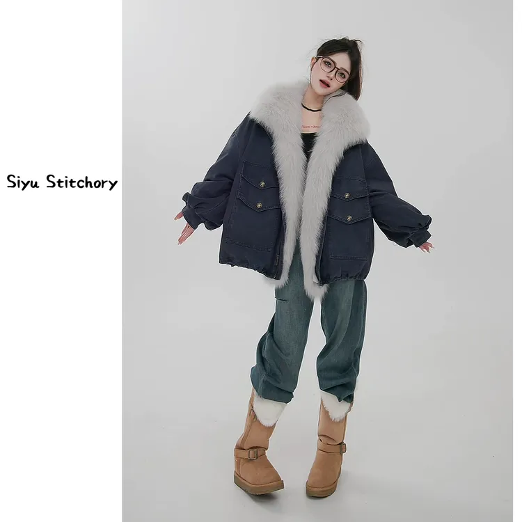 【思语】“晚歌” CC25912 新款超大狐狸毛领皮草鹅绒服