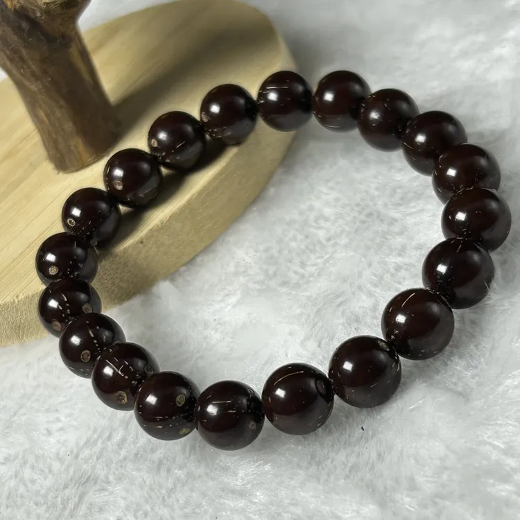 招财紫金鼠光珠正圆10+mm精挑老皮料手串