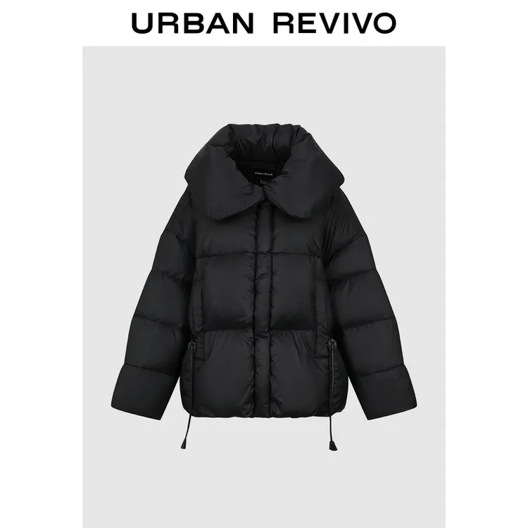 UR2025冬季新款女装魅力大翻领抽绳超宽松羽绒服UWG150123