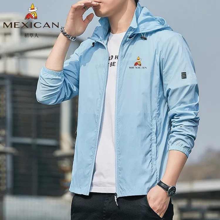 稻草人防晒衣男夏季新款户钓鱼外防紫外线防晒服可脱卸帽皮肤衣