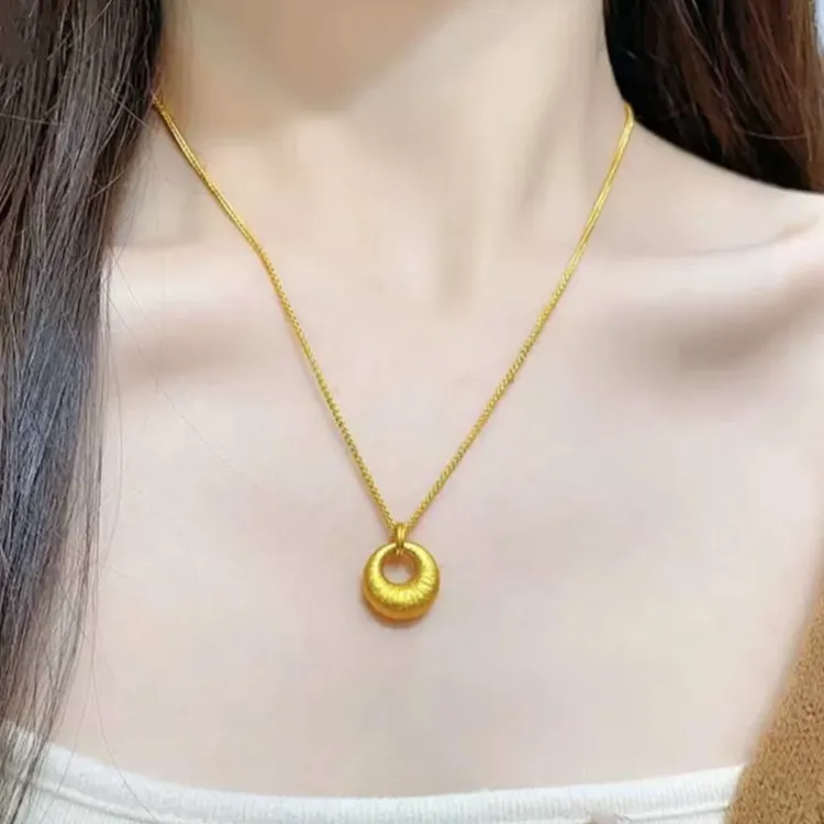 铜合金项链 复古金坨坨吊坠项链高级感轻奢气质夏季锁骨链女