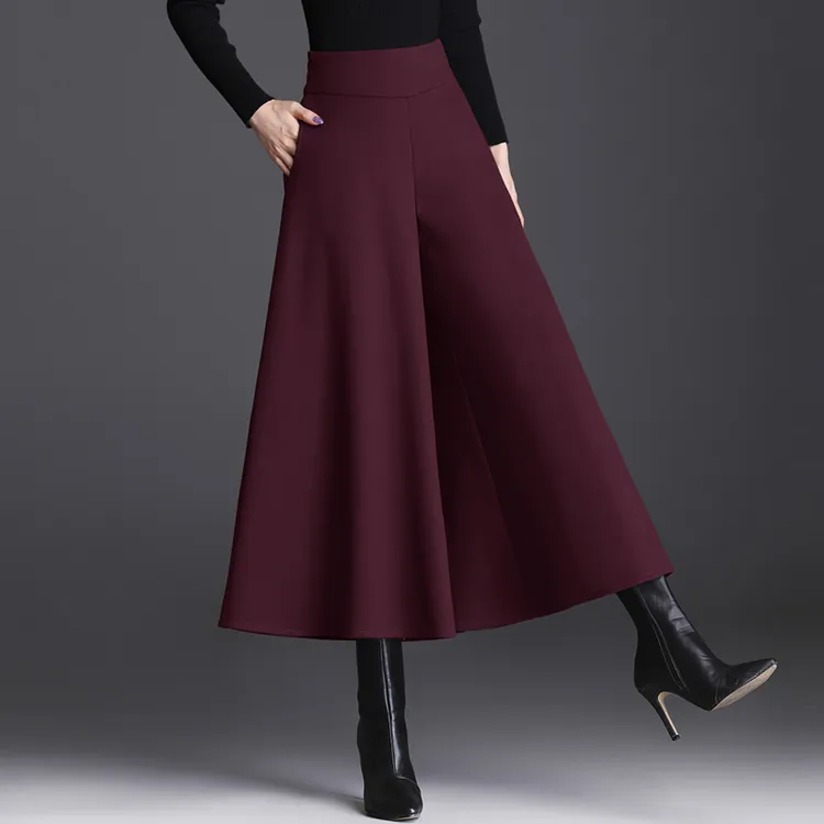 阔腿裤女秋冬2025新款九分裙裤胖mm显瘦遮肚高腰垂感宽松妈妈裤子