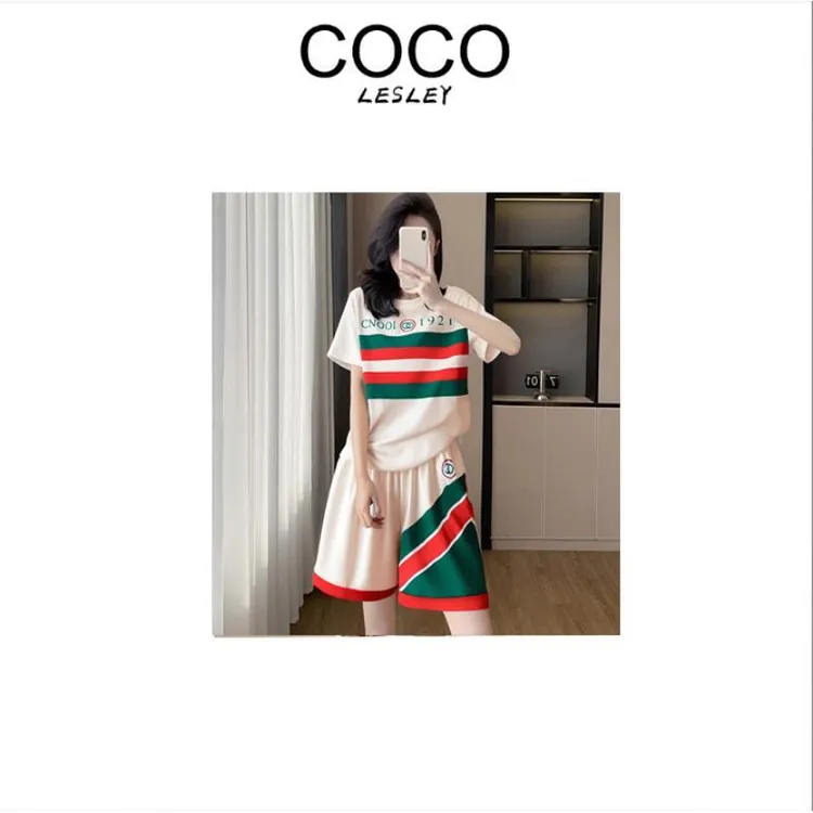 【COCO LESLEY】2件套夏季女短袖短裤宽松圆领休闲套装女韩版265
