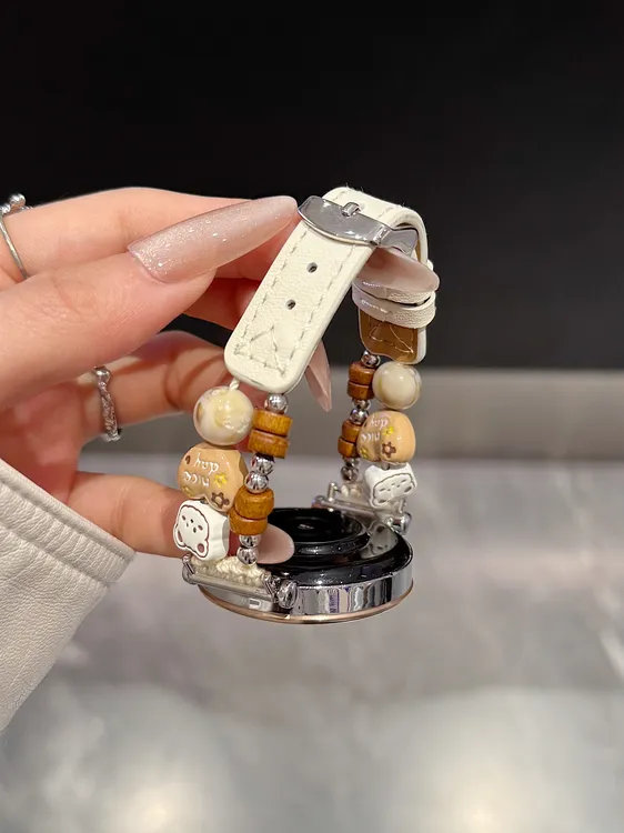 可爱小猫串珠适用华为gt6真皮针扣GT5/4女watch543创意表带GT5pro