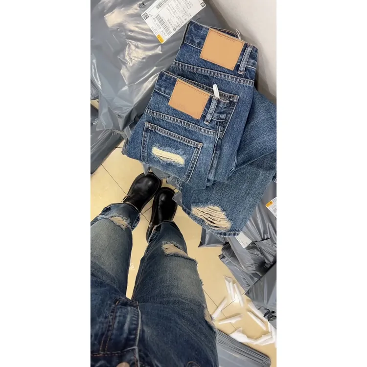 2025春夏大码女装新款时尚百搭显瘦九分阔腿牛仔裤