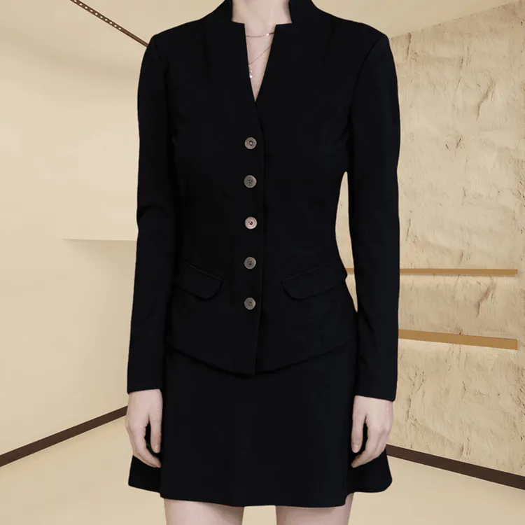 复古港风立领长袖外套女2026秋季新款高级感v领修身显瘦气质上衣