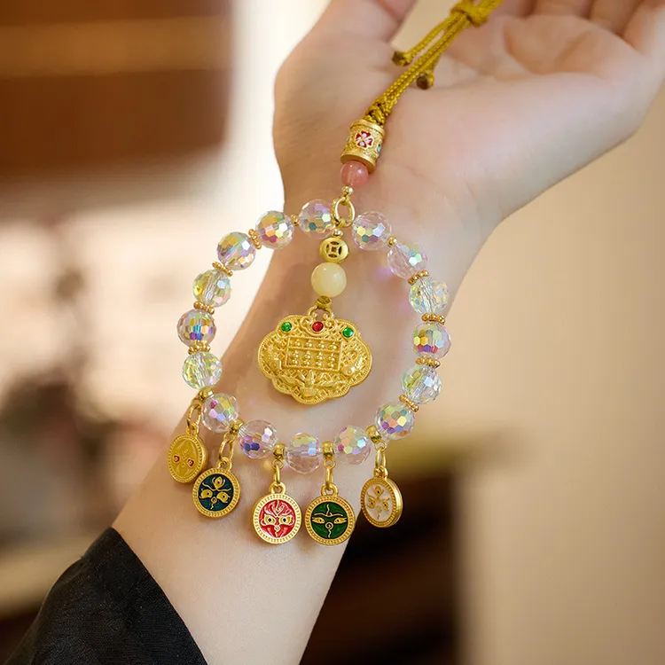 五路财神五彩新中式汽车挂件车载钥匙国风平安如意纳福小礼物C049