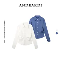 ANDEARDI褶皱衬衫长袖高腰小众衬衫秋季常规款