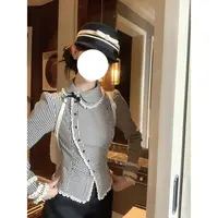 法式不规则小立领花边格纹衬衫女秋冬高腰显瘦气质短裤子两件套装