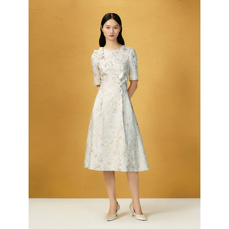 Song of Song歌中歌精致奢感手工花卉提花连衣裙5C65305046