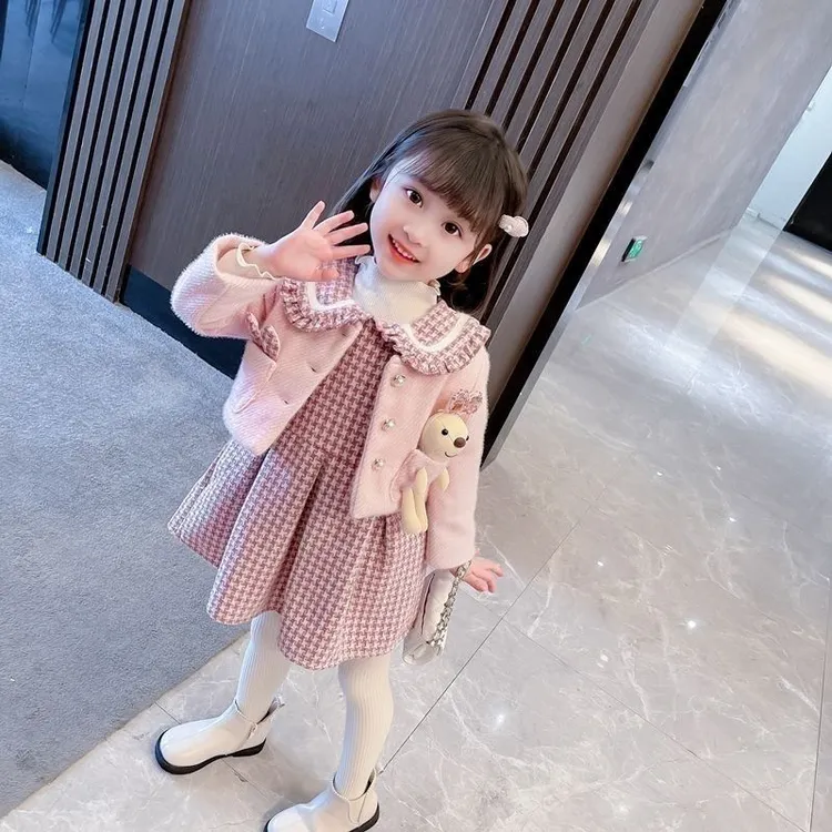 女童秋冬装套装小香风两件套童装2025春秋季新款韩版洋气加绒网红