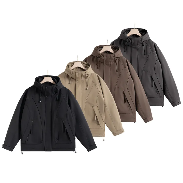 新款棉服男士连帽宽松型纯色防风二棉上衣外套时尚9032