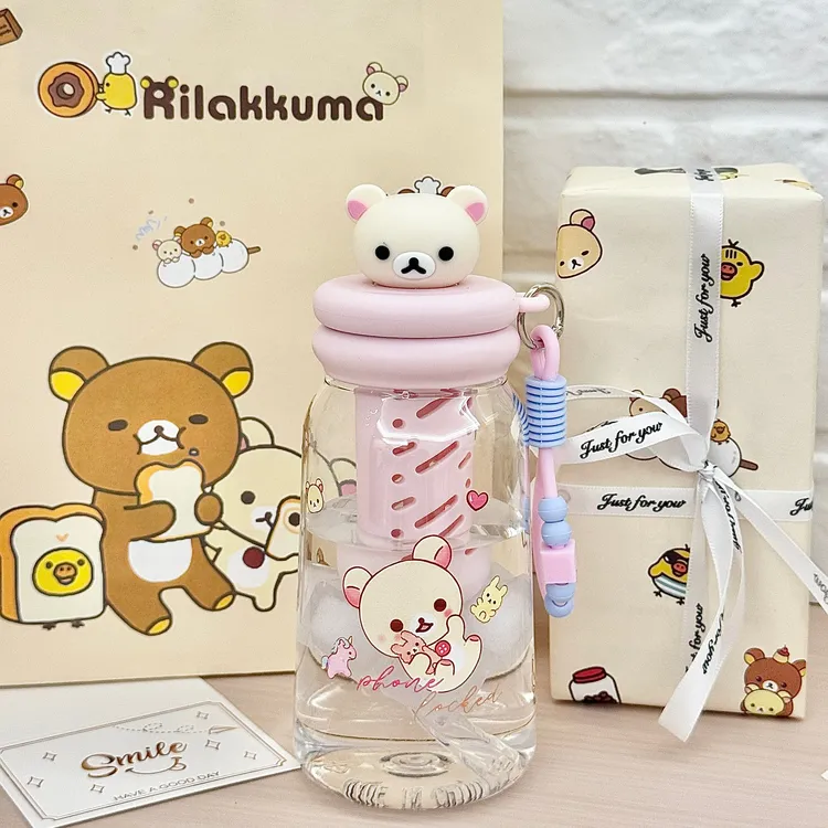 夏季新款轻松熊tritan吸管杯大容量便携可爱情侣塑料水杯女生礼物