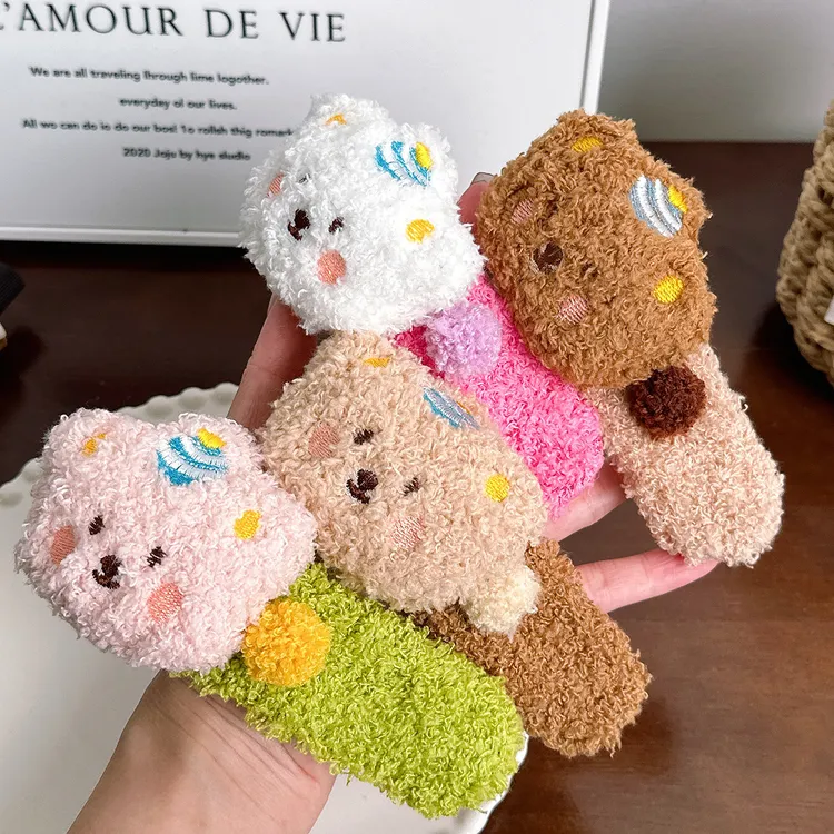 【Muusu】新款秋冬侧边碎发刘海夹鸭嘴夹子发卡头饰卡通毛绒发夹女