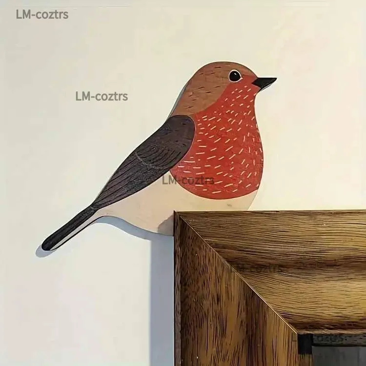 卡通木质新款可爱装饰门框插座画框门顶摆件装饰家居园艺装饰小鸟