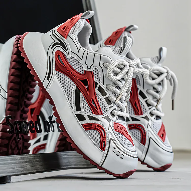 男鞋2025夏季潮流新款透气飞织网面运动厚底增高休闲时尚韩版网红