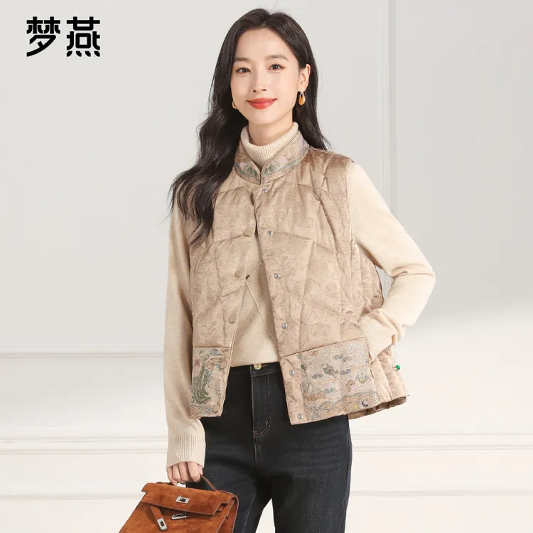 梦燕秋冬女时尚百搭气质大方宽松休闲舒适简约羽绒马夹CY10B5008