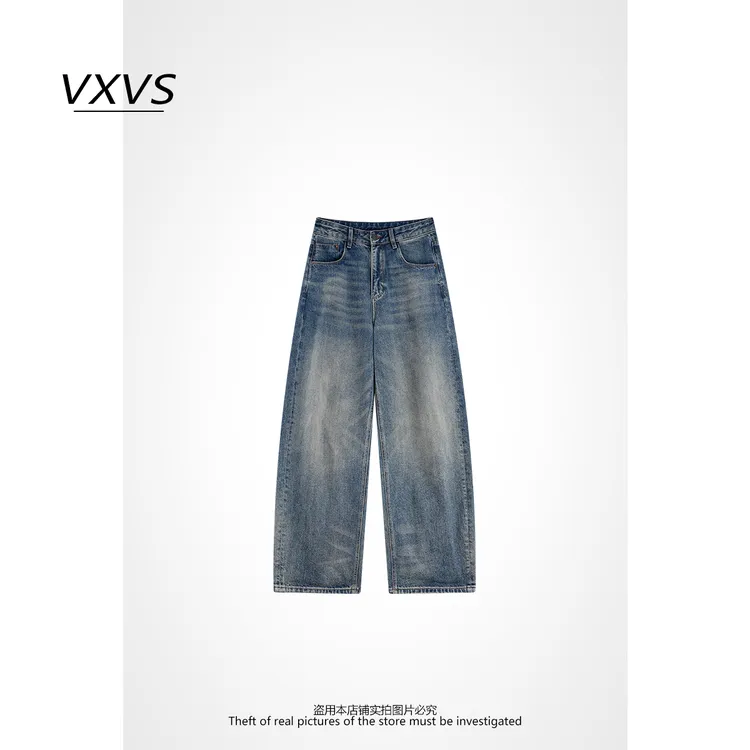 VXVS 【复古格调】早秋复古风中高腰宽松牛仔裤 280073