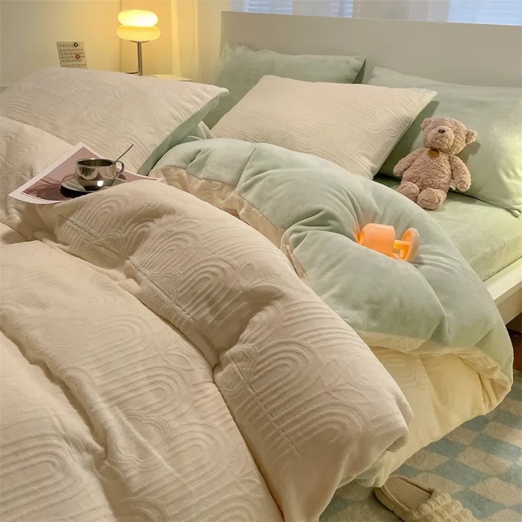 【小阿姨专属】秋冬季牛奶绒加绒四件套珊瑚绒被罩法兰绒冬天双人