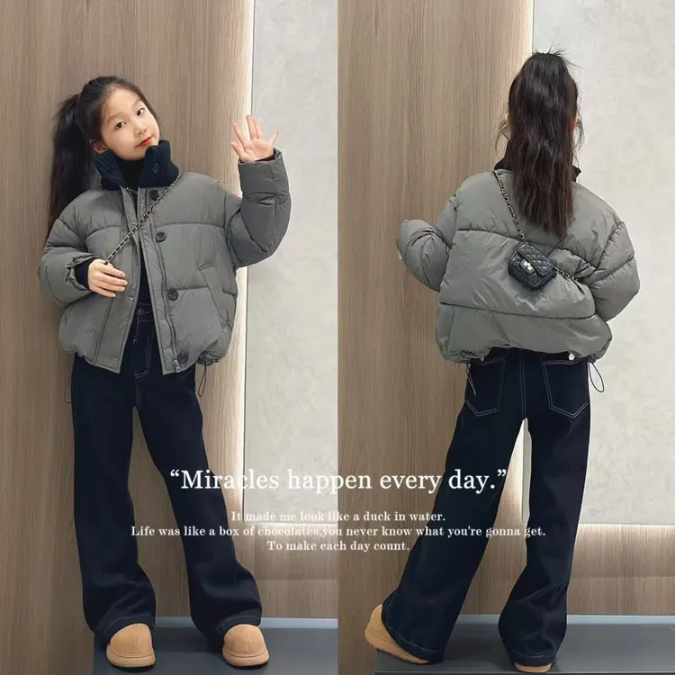 冬季高领棉衣外套2025新款洋气羽绒棉服冬装女孩加厚棉袄