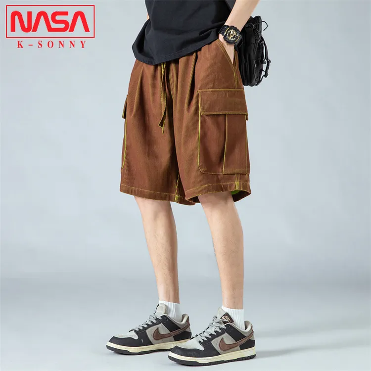 NASA重磅五分裤男士夏季美式复古工装短裤潮流宽松百搭高街休闲裤