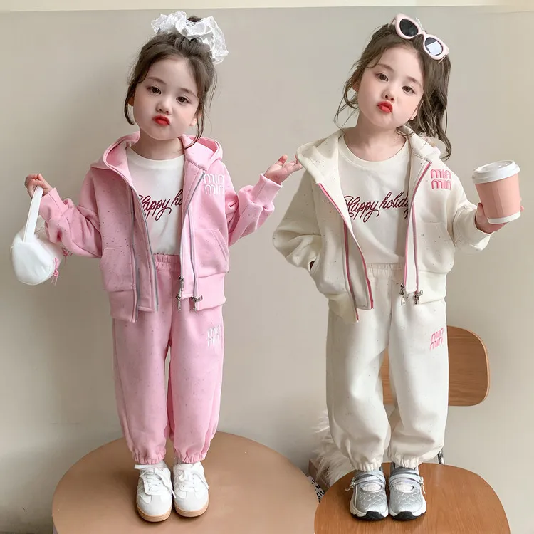 女童套装春秋2025新款儿童洋气运动秋季女宝宝时髦休闲秋装两件套