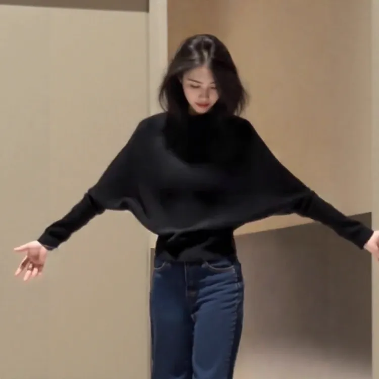 时尚百搭秋冬针织网红纯色套头打底衫气质休闲简约毛衣女年冬季