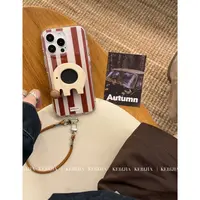 ins韩风条纹IMD支架指环防摔适用于苹果17promax15/16手机壳
