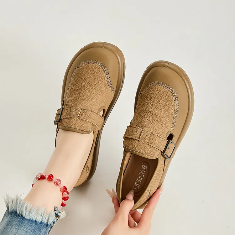 2025秋季新款套脚博肯鞋深口女单鞋软底软面百搭舒适防滑平底鞋