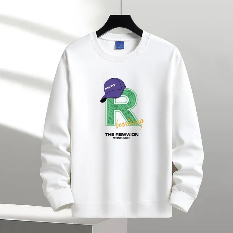 春秋卫衣圆领男士青少年潮流宽松长袖棉T恤外穿衣闲套头上衣新款