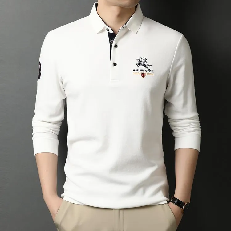 【香港立督&轻奢正品】polo衫男士t恤纯棉带领长袖卫衣刺绣薄款打