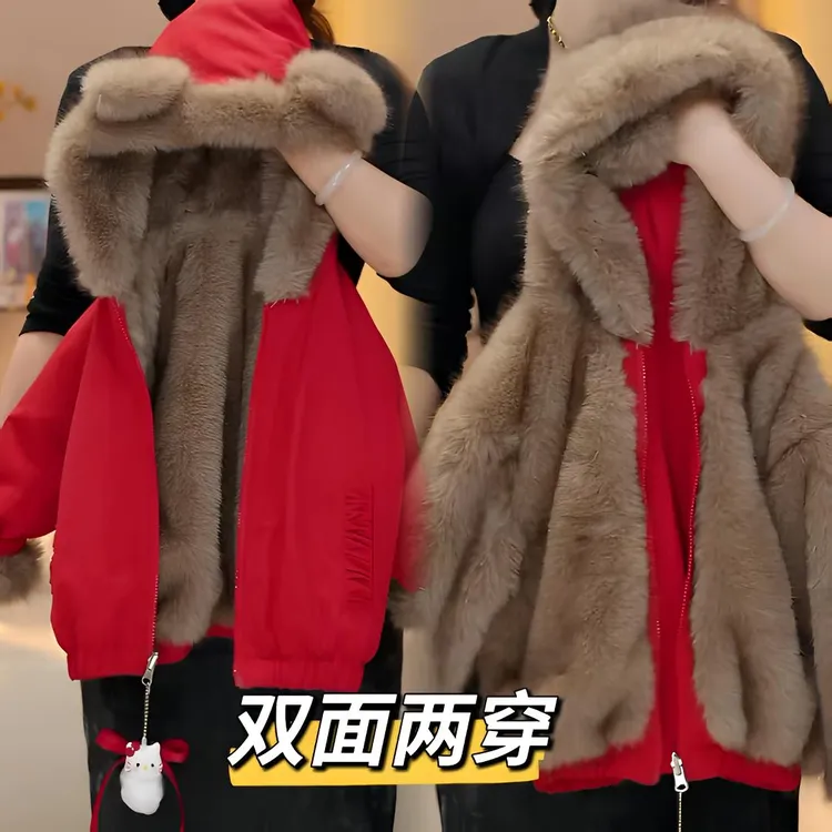 mxda09女童双面穿派克服外套秋冬款2025新款洋气女宝童装加绒保暖
